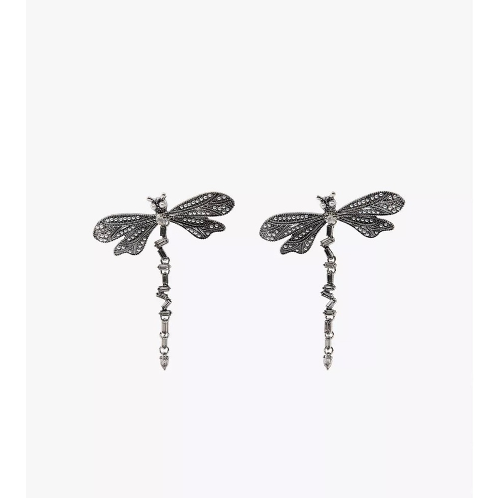 Zara Elegant Silver Dragonfly Earrings 4548/084
